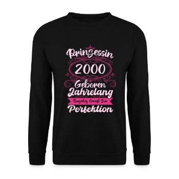 Prinzessin seit 2000 Geburtstag 2000 - Unisex Pullover - Schwarz - Vorne - Alina (178cm) & Michal (187cm)