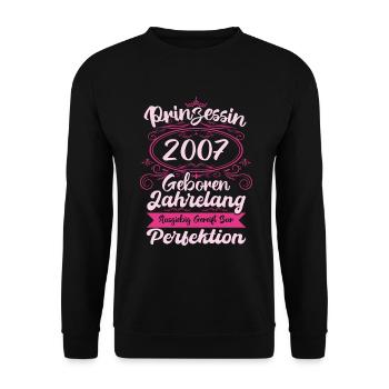 Prinzessin seit 2007 Geburtstag 2007 - Unisex Pullover - Schwarz - Vorne - Alina (178cm) & Michal (187cm)