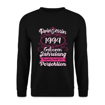 Prinzessin seit 1994 Geburtstag 1994 - Unisex Pullover - Schwarz - Vorne - Alina (178cm) & Michal (187cm)