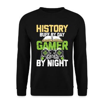 History By Day Gamer By Night - Unisex Pullover - Schwarz - Vorne - Alina (178cm) & Michal (187cm)
