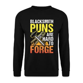 Blacksmith Puns Are Hard To Forge - Unisex Pullover - Schwarz - Vorne - Alina (178cm) & Michal (187cm)