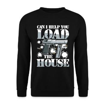 Can I Help You Load The House - Unisex Pullover - Schwarz - Vorne - Alina (178cm) & Michal (187cm)