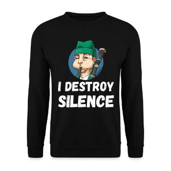 I Destroy Silence Dudelsack - Unisex Pullover - Schwarz - Vorne - Alina (178cm) & Michal (187cm)