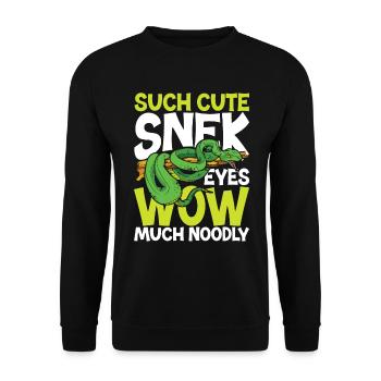 Such Cute Snek Eyes Wow Much Noodly - Unisex Pullover - Schwarz - Vorne - Alina (178cm) & Michal (187cm)