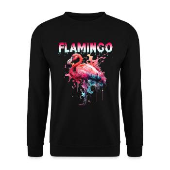 Flamingo Color Splash für einen Flamingo Fan - Unisex Pullover - Schwarz - Vorne - Alina (178cm) & Michal (187cm)