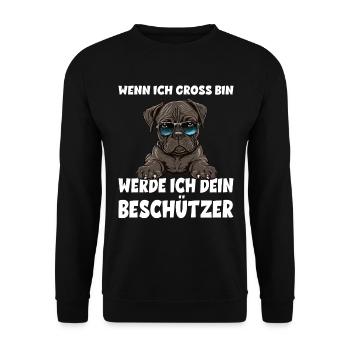 Wenn ich gross bin werde ich dein Beschützer - Unisex Pullover - Schwarz - Vorne - Alina (178cm) & Michal (187cm)