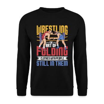 Wrestling The Art Of Folding Clothes - Unisex Pullover - Schwarz - Vorne - Alina (178cm) & Michal (187cm)