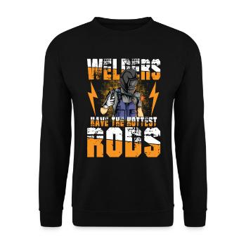 Welders Have The Hottest Rods für einen Schweißer - Unisex Pullover - Schwarz - Vorne - Alina (178cm) & Michal (187cm)
