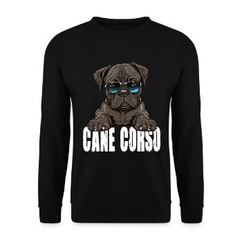 Cane Corso Welpe für einen Cane Corso Besitzer - Unisex Pullover - Schwarz - Vorne - Alina (178cm) & Michal (187cm)