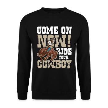 Come on now RIDE für eine Reiterin Reiter - Unisex Pullover - Schwarz - Vorne - Alina (178cm) & Michal (187cm)