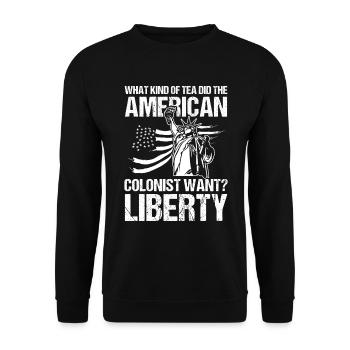 What Kind Of Tea Did American Colonist Want - Unisex Pullover - Schwarz - Vorne - Alina (178cm) & Michal (187cm)