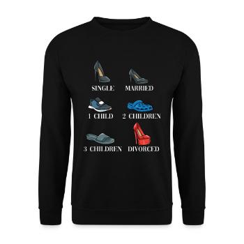 Leben einer Frau Single Verheiratet Geschieden - Unisex Pullover - Schwarz - Vorne - Alina (178cm) & Michal (187cm)