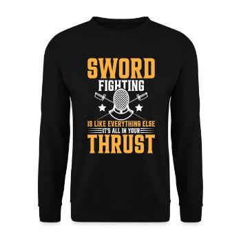 Sword Fighting Is Like Everything - Unisex Pullover - Schwarz - Vorne - Alina (178cm) & Michal (187cm)