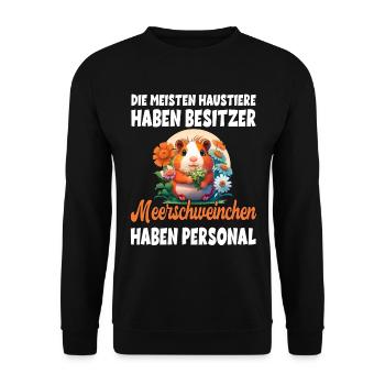 Haustiere haben Besitzer Meerschweinchen haben - Unisex Pullover - Schwarz - Vorne - Alina (178cm) & Michal (187cm)