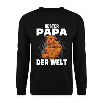 Bester Papa der Welt Vatertag Vater Bulle Stier - Unisex Pullover - Schwarz - Vorne - Alina (178cm) & Michal (187cm)