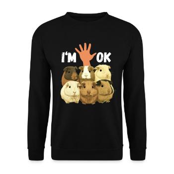 Meerschweinchen I'm OK Meerschweinchenzucht - Unisex Pullover - Schwarz - Vorne - Alina (178cm) & Michal (187cm)