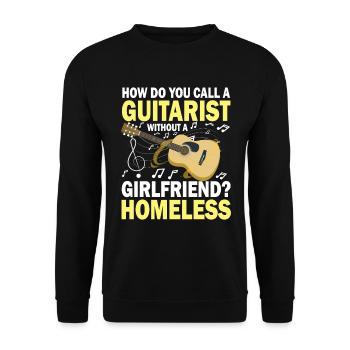 Guitarist Without A Girlfriend Homeless - Unisex Pullover - Schwarz - Vorne - Alina (178cm) & Michal (187cm)