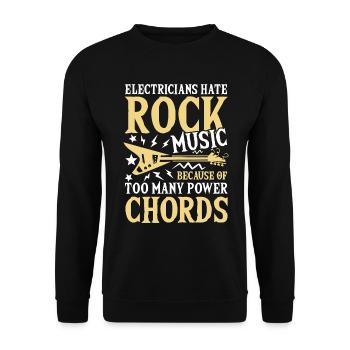 Electricians Hate Rock Music Too Many Power Chord - Unisex Pullover - Schwarz - Vorne - Alina (178cm) & Michal (187cm)