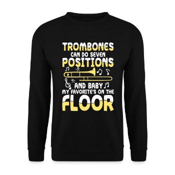 Trombones Can Do Seven Positions - Unisex Pullover - Schwarz - Vorne - Alina (178cm) & Michal (187cm)