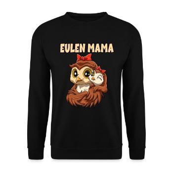 Eulen Mama Muttertag Mami Mutter für eine Mama - Unisex Pullover - Schwarz - Vorne - Alina (178cm) & Michal (187cm)