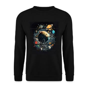 Space Planeten Astronaut für einen Kinder und - Unisex Pullover - Schwarz - Vorne - Alina (178cm) & Michal (187cm)