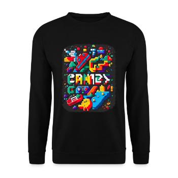 Retro Arcade Game Videospiel für Gamer - Unisex Pullover - Schwarz - Vorne - Alina (178cm) & Michal (187cm)