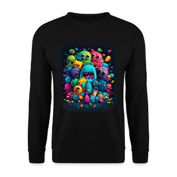 Streetstyle Monster Graffiti Kunst Streetart - Unisex Pullover - Schwarz - Vorne - Alina (178cm) & Michal (187cm)