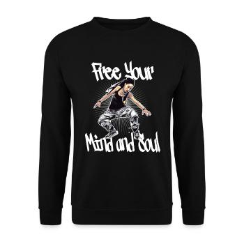 Free Your Mind And Soul Hip Hop Rap - Unisex Pullover - Schwarz - Vorne - Alina (178cm) & Michal (187cm)