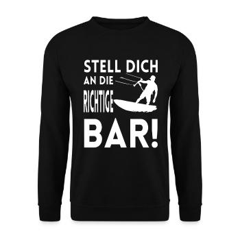Stell dich an die richtige Bar Kitesurfen Kiten - Unisex Pullover - Schwarz - Vorne - Alina (178cm) & Michal (187cm)