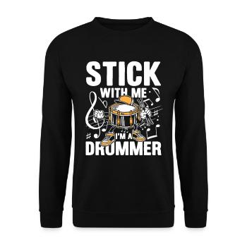 Stick With Me I'm A Drummer - Unisex Pullover - Schwarz - Vorne - Alina (178cm) & Michal (187cm)