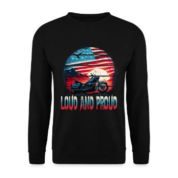 Loud And Proud für einen Motorradfahrer Opa Vater - Unisex Pullover - Schwarz - Vorne - Alina (178cm) & Michal (187cm)