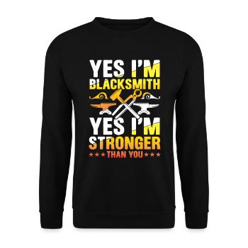 I'm Blacksmith I'm Stronger Than You - Unisex Pullover - Schwarz - Vorne - Alina (178cm) & Michal (187cm)