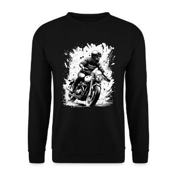 Old School Motorrad Motorradfahrer - Unisex Pullover - Schwarz - Vorne - Alina (178cm) & Michal (187cm)