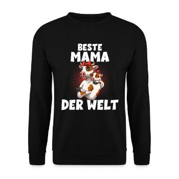 Beste Mama der Welt Muttertag Mutter Kuh für - Unisex Pullover - Schwarz - Vorne - Alina (178cm) & Michal (187cm)