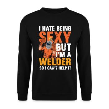 I Hate Being Sexy I'm A Welder So I Can't Help It - Unisex Pullover - Schwarz - Vorne - Alina (178cm) & Michal (187cm)
