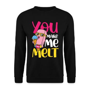 You Make Me Melt für eine Eis Liebhaber - Unisex Pullover - Schwarz - Vorne - Alina (178cm) & Michal (187cm)