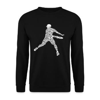 Discgolfer Symbole Discgolf Silhouette Disc Golf - Unisex Pullover - Schwarz - Vorne - Alina (178cm) & Michal (187cm)