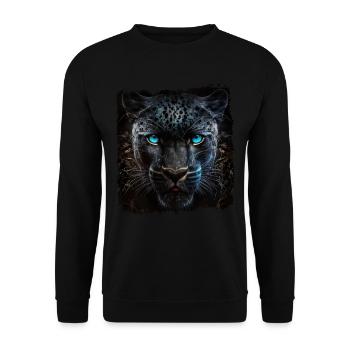 Schwarzer Panther Großkatze - Unisex Pullover - Schwarz - Vorne - Alina (178cm) & Michal (187cm)