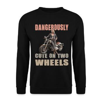 Dangerously On Two Wheels Motorradfaherin - Unisex Pullover - Schwarz - Vorne - Alina (178cm) & Michal (187cm)
