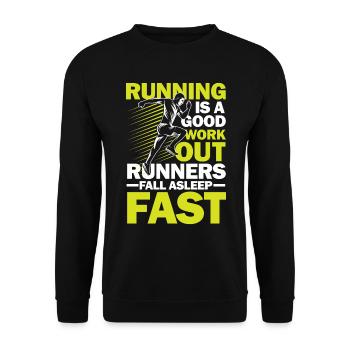Running Good Work Out Runners Fall Asleep Fast - Unisex Pullover - Schwarz - Vorne - Alina (178cm) & Michal (187cm)
