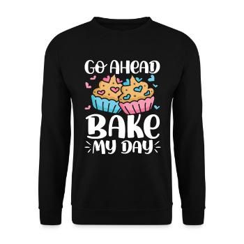Go Ahead Bake My Day - Unisex Pullover - Schwarz - Vorne - Alina (178cm) & Michal (187cm)