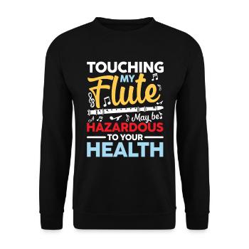 Touching My Flute für einen Flötist Flötenspieler - Unisex Pullover - Schwarz - Vorne - Alina (178cm) & Michal (187cm)