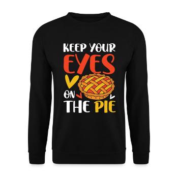 Keep Your Eyes On The Pie für einen Apple Pie - Unisex Pullover - Schwarz - Vorne - Alina (178cm) & Michal (187cm)