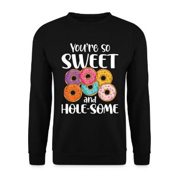 You're So Sweet And Hole-Some für einen - Unisex Pullover - Schwarz - Vorne - Alina (178cm) & Michal (187cm)