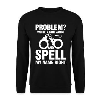 Funny Correction Officer Spell My Name Right - Unisex Pullover - Schwarz - Vorne - Alina (178cm) & Michal (187cm)