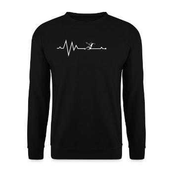 heartbeat weiß Handballer ohne Herz - Unisex Pullover - Schwarz - Vorne - Alina (178cm) & Michal (187cm)