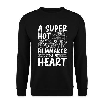 A Super Hot Filmmaker Stole My Heart - Unisex Pullover - Schwarz - Vorne - Alina (178cm) & Michal (187cm)