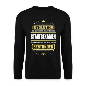 Staatsexamen überragend und mit Erfolg bestanden - Unisex Pullover - Schwarz - Vorne - Alina (178cm) & Michal (187cm)