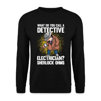 Detective Electrician Ohms - Unisex Pullover - Schwarz - Vorne - Alina (178cm) & Michal (187cm)