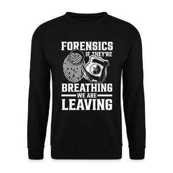 Forensice Detektiv Spruch - Unisex Pullover - Schwarz - Vorne - Alina (178cm) & Michal (187cm)